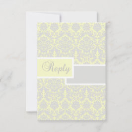 Cartão de Resposta em Damasco Amarelo, Branco e Ci