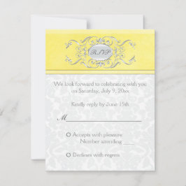 Cartão de Resposta em Damasco Amarelo e Cinza