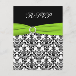 Cartão de Resposta em Damask Creme, Branco e Preto