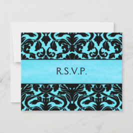 Cartão de Resposta em Damasko Azul e Preto