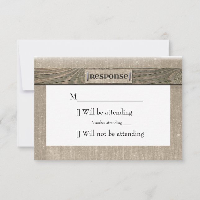 Cartão de Resposta em Madeira Rústica e Lona (Frente)