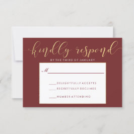Cartão de Resposta Fancy Burgundy & Gold