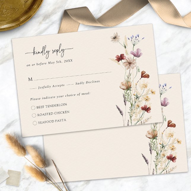Cartão de Resposta Floral Boho Elegante (Elegant Floral Boho RSVP Card by Painted Paperie
)