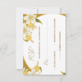 Cartão de Resposta Floral Dourado Elegante – Casam