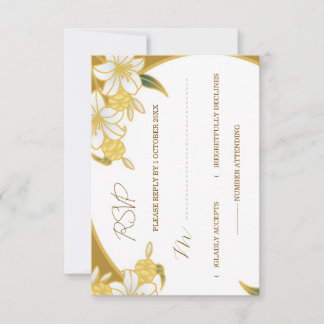 Cartão de Resposta Floral Dourado Elegante – Casam