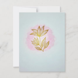 Cartão de Resposta Floral Dourado (RSVP)