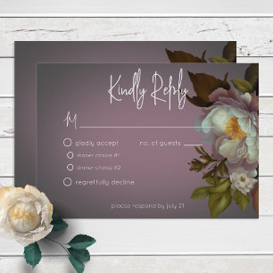 Cartão de Resposta Floral Moderna Mauve Moody Escu