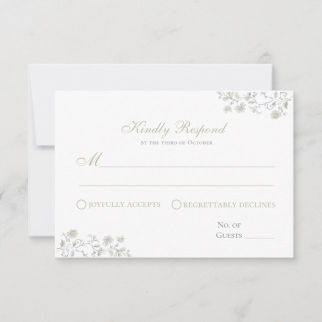 Cartão de Resposta Floral Primavera Chinoiserie (Frente)