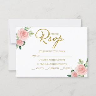 Cartão de Resposta Floral Quinceanera Rosa