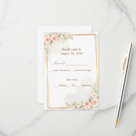 Cartão de Resposta Floral Romântica Dusty Blush Pe