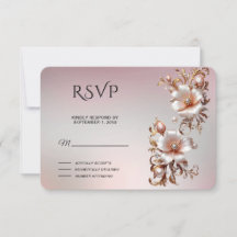 Cartão de Resposta Floral Rosa Decorativo