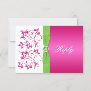 Cartão de Resposta Floral Rosa Verde Branco - FITA