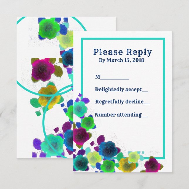 Cartão de resposta floral simples do convite da (Frente/Verso)