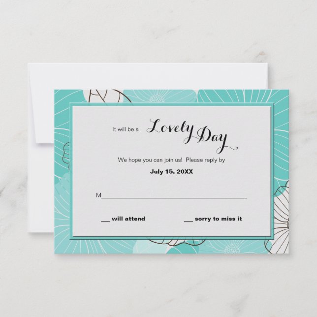 Cartão de Resposta Floral Turquesa (Frente)