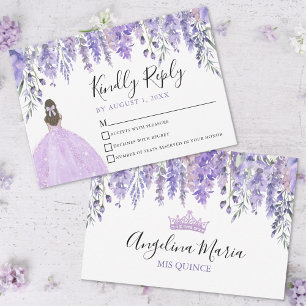 Cartão de Resposta Floral Violeta Tiara Roxo Quinc