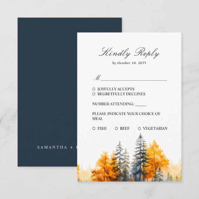 Cartão de Resposta Floresta de Outono, Floresta de (Frente/Verso)