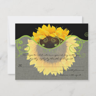 Cartão de Resposta Girassol em Preto