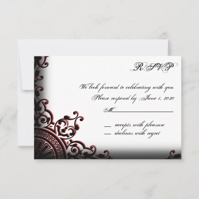 Cartão de Resposta Gótico Preto e Vermelho (Frente)