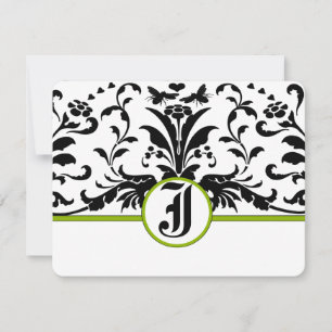 Cartão de Resposta Greenery Black Damask