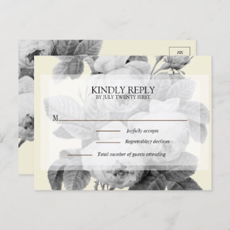 Cartão de Resposta Isabella Monocromático Rosas Vi