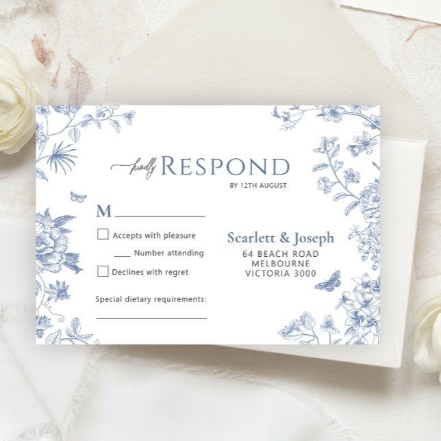 Cartão de Resposta Jardim Francês Azul Regência VI (Criador carregado)