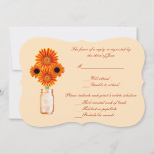 Cartão de Resposta Jarros de Flores Laranja Mason