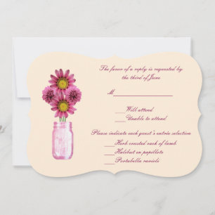 Cartão de Resposta Jarros de Flores Rosa