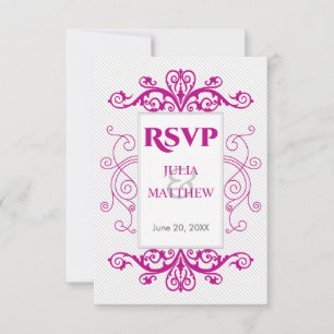Cartão de Resposta Magenta Vintage Swirls
