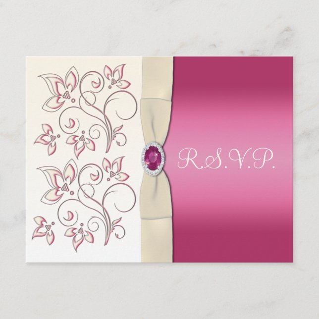 Cartão de Resposta Marfim e Rosa (Frente)