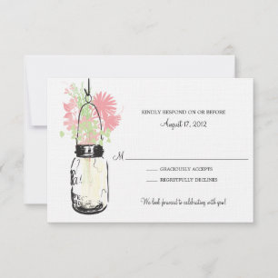 Cartão de Resposta Mason Jar & Flores Silvestres