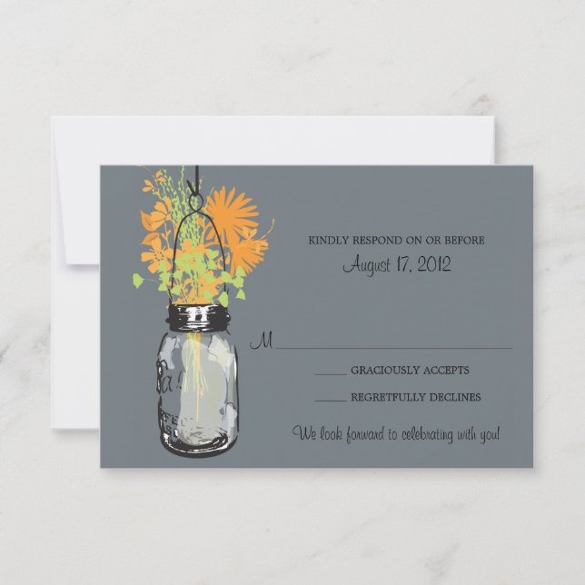 Cartão de Resposta Mason Jar & Flores Silvestres (Frente)