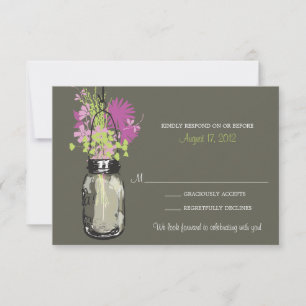 Cartão de Resposta Mason Jar & Flores Silvestres
