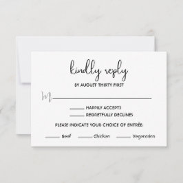 Cartão de Resposta Minimalista Boho Preto e Branco