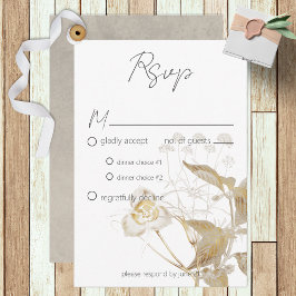 Cartão de Resposta Moderna Neutral Tan Wildflower