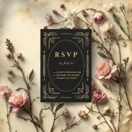 Cartão de Resposta Moderno Elegante de Arte Deco