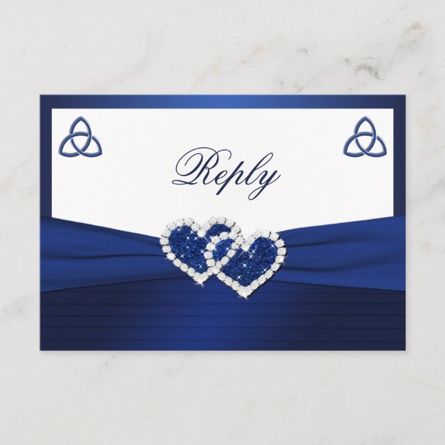 Cartão de Resposta Nó de Amor Celta em Azul Safira (Frente)