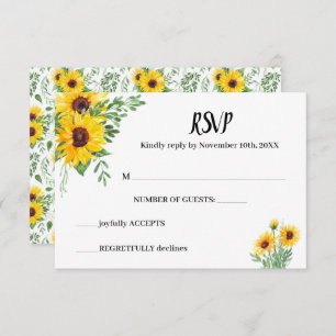 Cartão de Resposta Nupcial RSVP RSVP Sunflower Gre