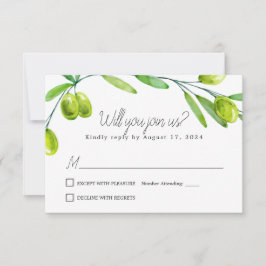 Cartão de Resposta Olive Branch Script Clássico