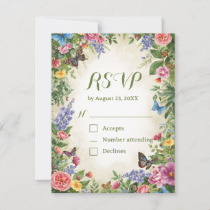 Cartão de Resposta para Aquarela de Flores Silvest