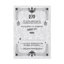 Cartão de Resposta para Casamento Art Déco dos Ano
