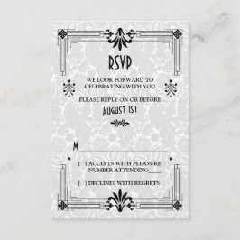 Cartão de Resposta para Casamento Art Déco dos Ano