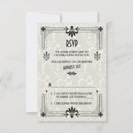 Cartão de Resposta para Casamento Art Déco dos Ano