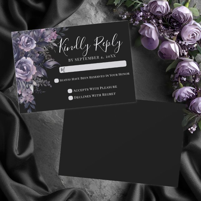 Cartão de Resposta para Casamento Black Gothic (Black Gothic Wedding RSVP Card)