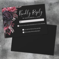 Cartão de Resposta para Casamento Black Red Gothic