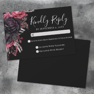 Cartão de Resposta para Casamento Black Red Gothic