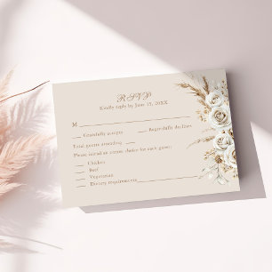 Cartão de Resposta para Casamento Boho Pampas Gram