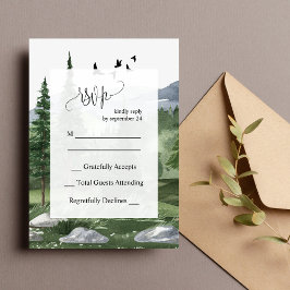 Cartão de Resposta para Casamento com Aquarela de