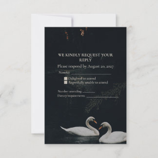 Cartão de Resposta para Casamento de Cisnes Românt