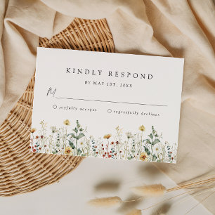 Cartão de Resposta para Casamento de Flores Silves
