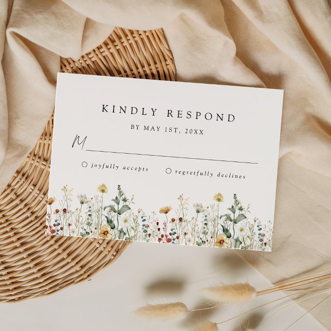 Cartão de Resposta para Casamento de Flores Silves (Criador carregado)